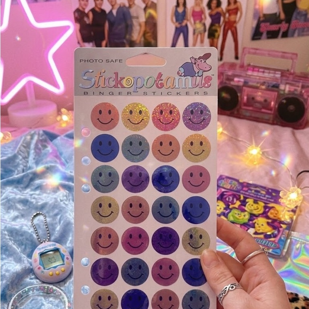 Vintage Dead stock Stickopotamus Smiley Face Sticker Sheet - Multicolor